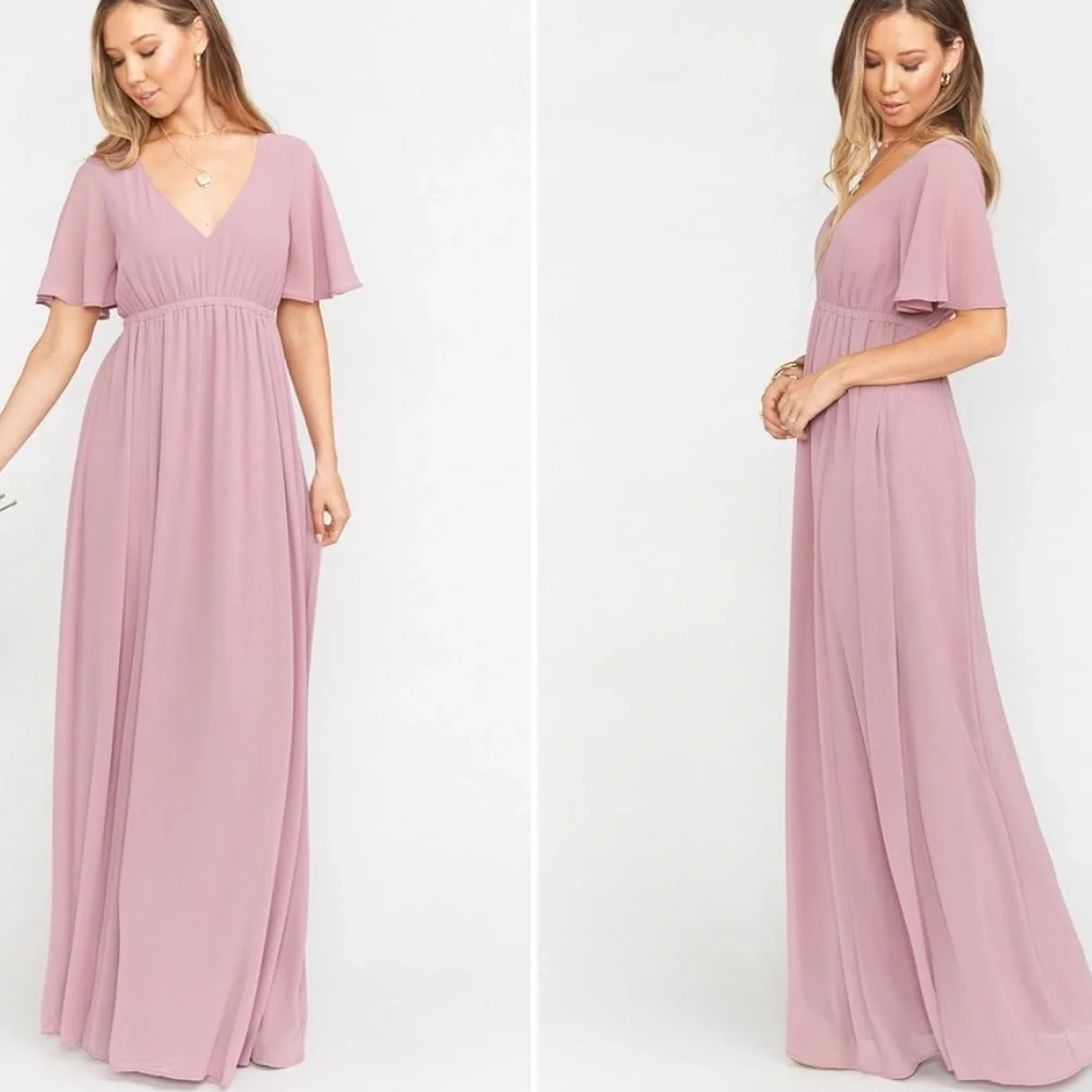 NWT SHOW ME YOUR MUMU SMYM Emily Empire Maxi Dress Antique Rose Chiffon XL‎